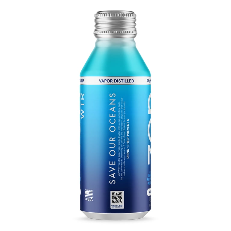 ZenWTR Ultra-Pure Vapor Distilled Water 16 oz Pack of 12 with 9 pH