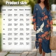 thumbnail image 6 of DISNIMO Womens Casual Maxi Dresses Crane Flower Print V Neck Loose Dress 2026 Elegant Linen-Like Shift Dress 3/4 Sleeve Midi Dresses, L, 6 of 6
