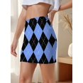 thumbnail image 2 of Womens Argyle Diamond Pattern Bodycon Mini Skirt Multicolor Casual, 2 of 3