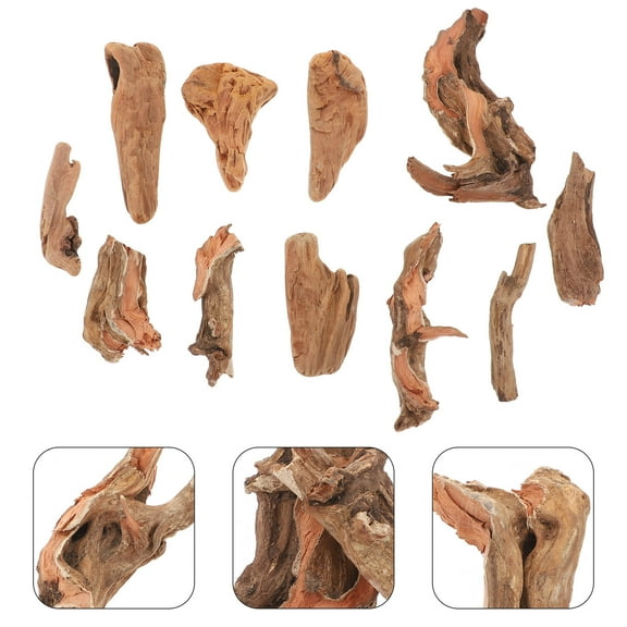 Pyramidti 10PCS Natural Driftwood Aquarium Ornament for Fish Tank Decoration Assorted Color Synthetic Material