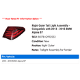 thumbnail image 2 of Right Outer Tail Light Assembly - Compatible with 2013 - 2015 BMW Alpina B7 2014, 2 of 2