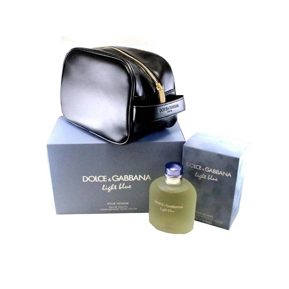 Dolce & Gabbana Light Blue Pour Homme 2 Pc. Gift Set ( Eau De Toilette  Spray  Oz + Travel Bag ) for Men 