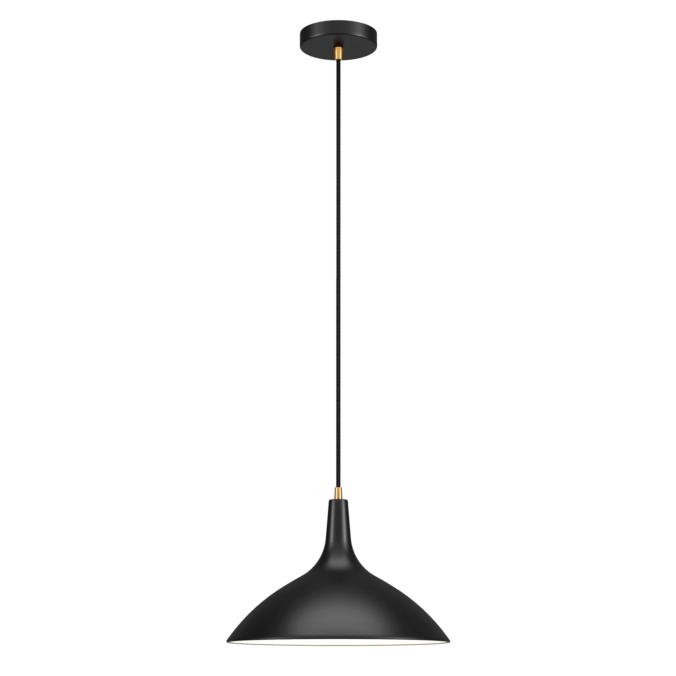Evelyn&Zoe 14" Matte Black/Brass Metal Pendant