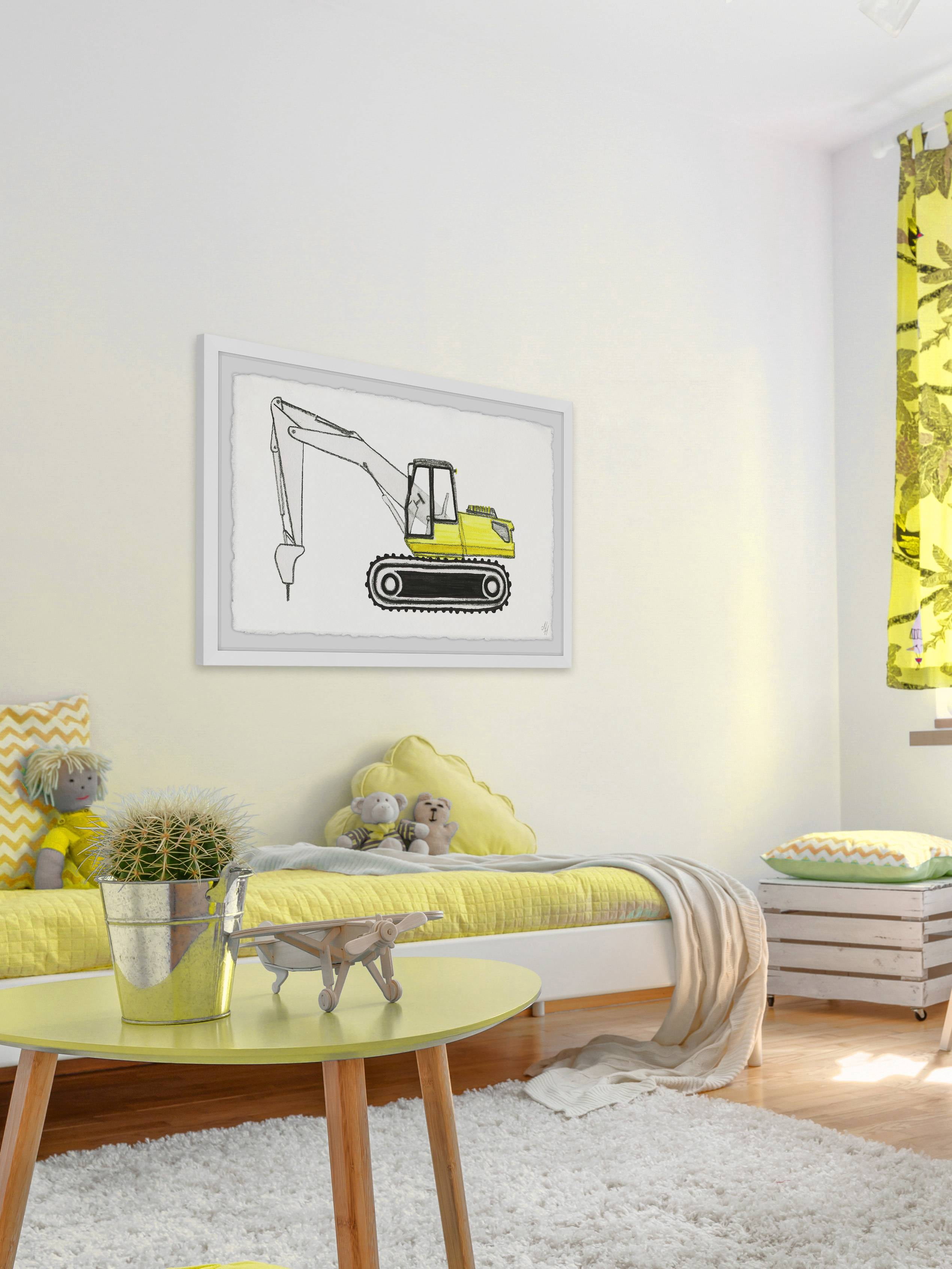 Marmont Hill Jackhammer Truck Framed Wall Art, 12.00" x 1.50"