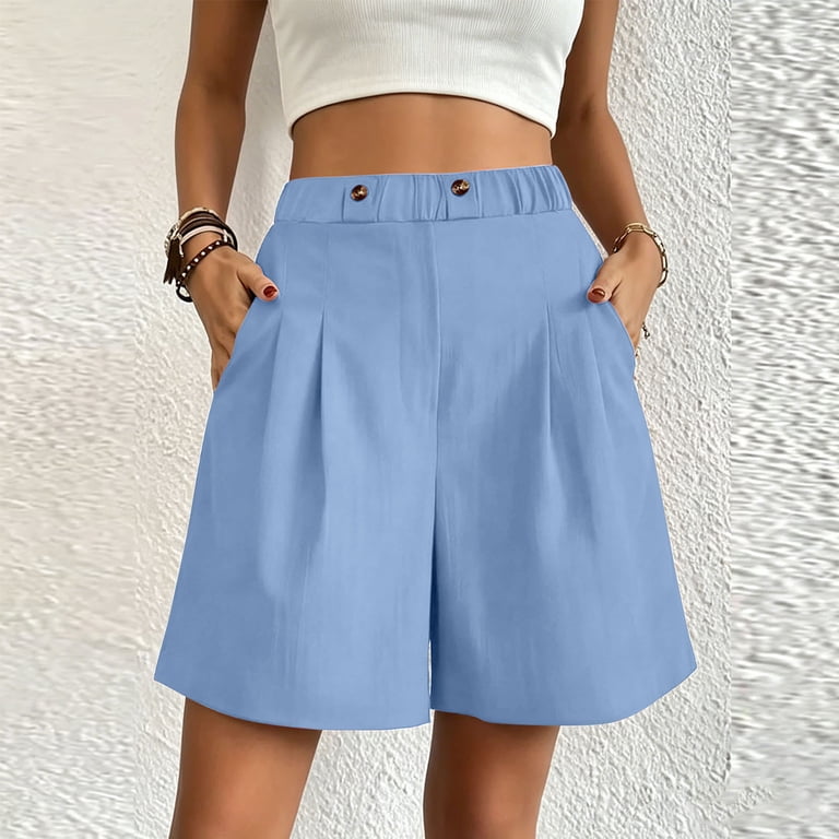 Hotojiny Dress Shorts for Women Comfort High Waisted Wide Leg Shorts Work Business Pleated Shorts with Pockets S-3xl, Women's, Size: 2XL