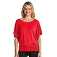 thumbnail image 2 of BAIEBLEUE GLOBAL Women's Solid Butterfly Short Sleeve Boat Neck Dolman Top Red M, 2 of 5