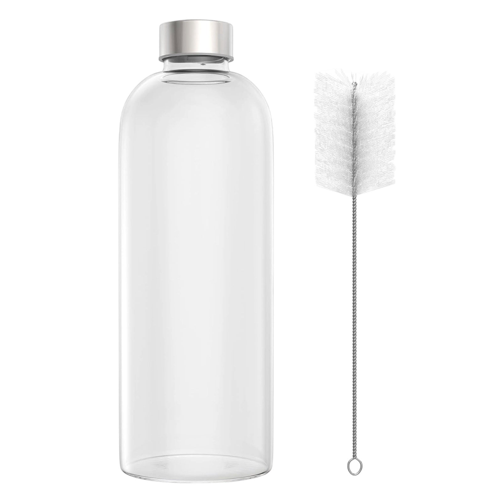 cpengpj Premium 1000ml Borosilicate Glass Water Bottle with Stainless Steel Lid, Leakproof, Dishwasher Safe, Temperature Resistant for Hot and Cold Drinks