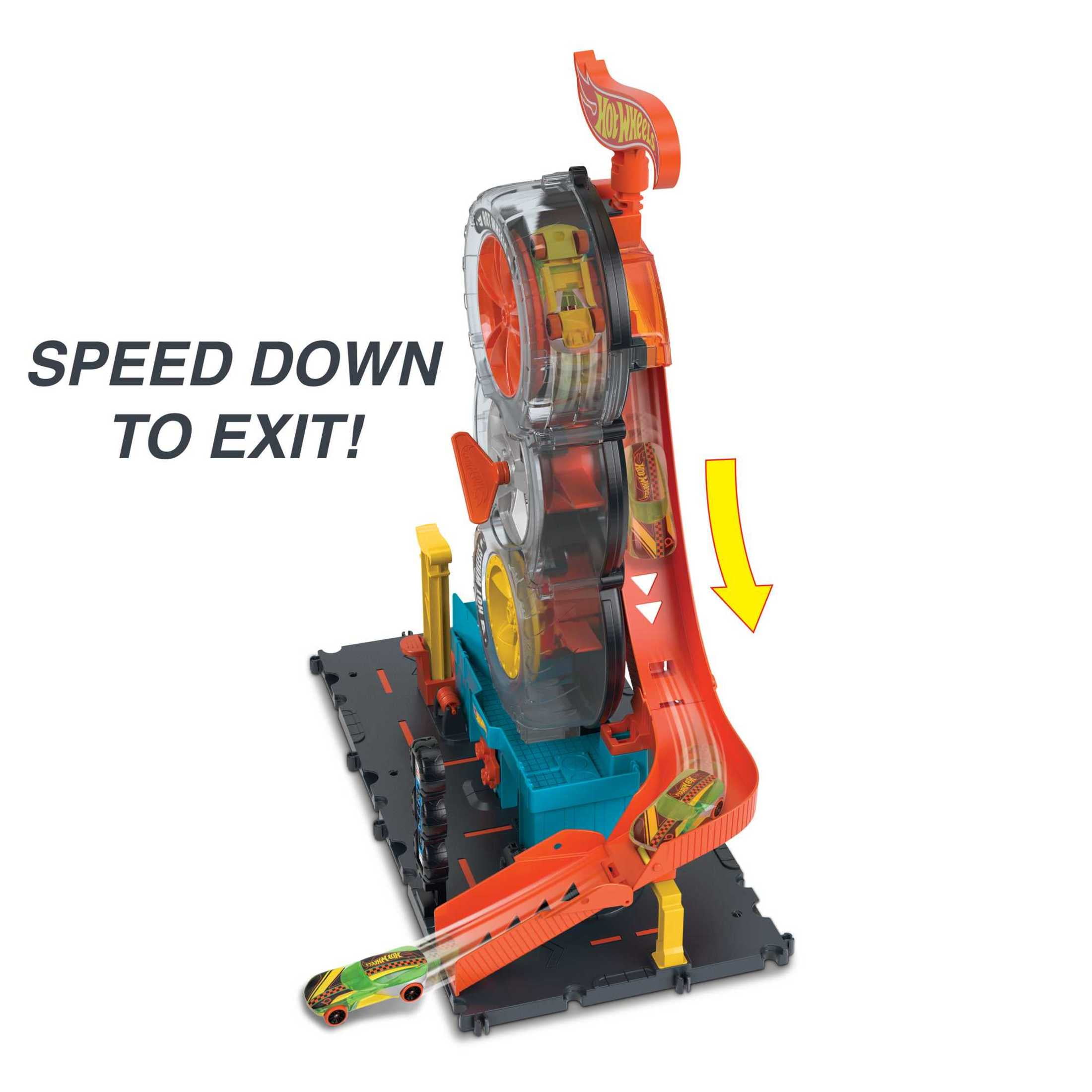 Hot Wheels Multi Track City Super Twist Tire Shop Playset 1 64 Scale Toy Car Walmart