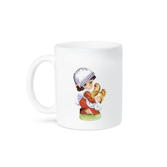 3dRose, Pilgrim Girl Holding Chicken , 15oz Mug