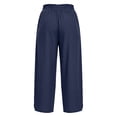 thumbnail image 7 of Women Solid Harem Capris Elastic Drawstring Waist Pockets Lightweight Summer Beach Holiday Casual Pants Navy M, 7 of 7