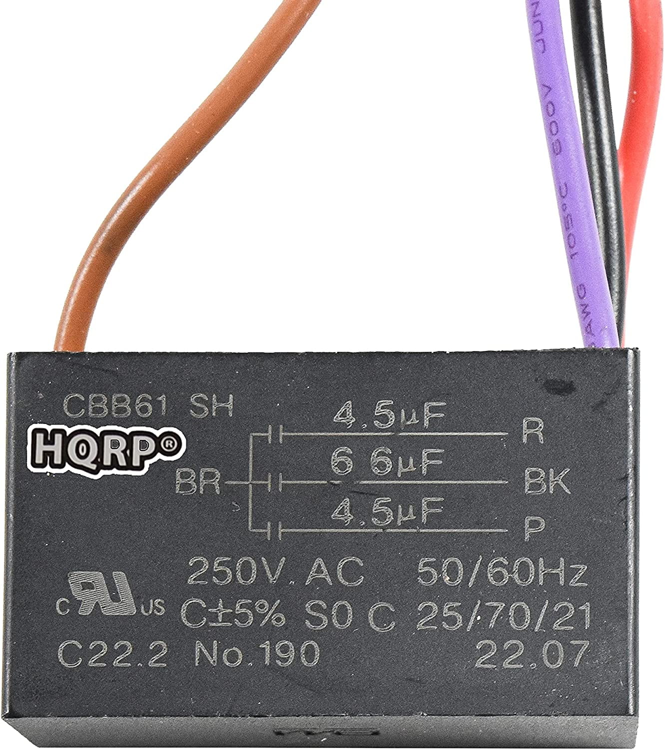 HQRP Capacitor CBB61 Compatible with Harbor Breeze Ceiling Fan 4.5uf+4