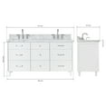 thumbnail image 2 of Ariel Monroe 67 Inch Double Rectangular Sink Bathroom Vanity With Italian Carrara Marble Countertop 1.5 inch Edge In White, 2 of 7