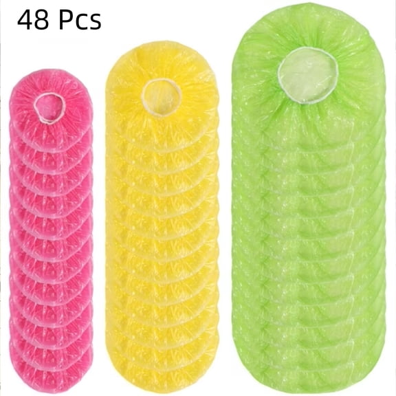 PLPPYFS 48Pack Bowl Covers Reusable Set, Plastic Wrap Bowl Covers, Elastic Reusable Fresh Keeping Bags Food Plastic Wrap Elastic Bowl Covers for Family Outdoor Picnic Camping