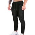 thumbnail image 2 of Vedolay Sweatpants with Pockets Men Linen Pants Drawstring Trousers Black,M, 2 of 2
