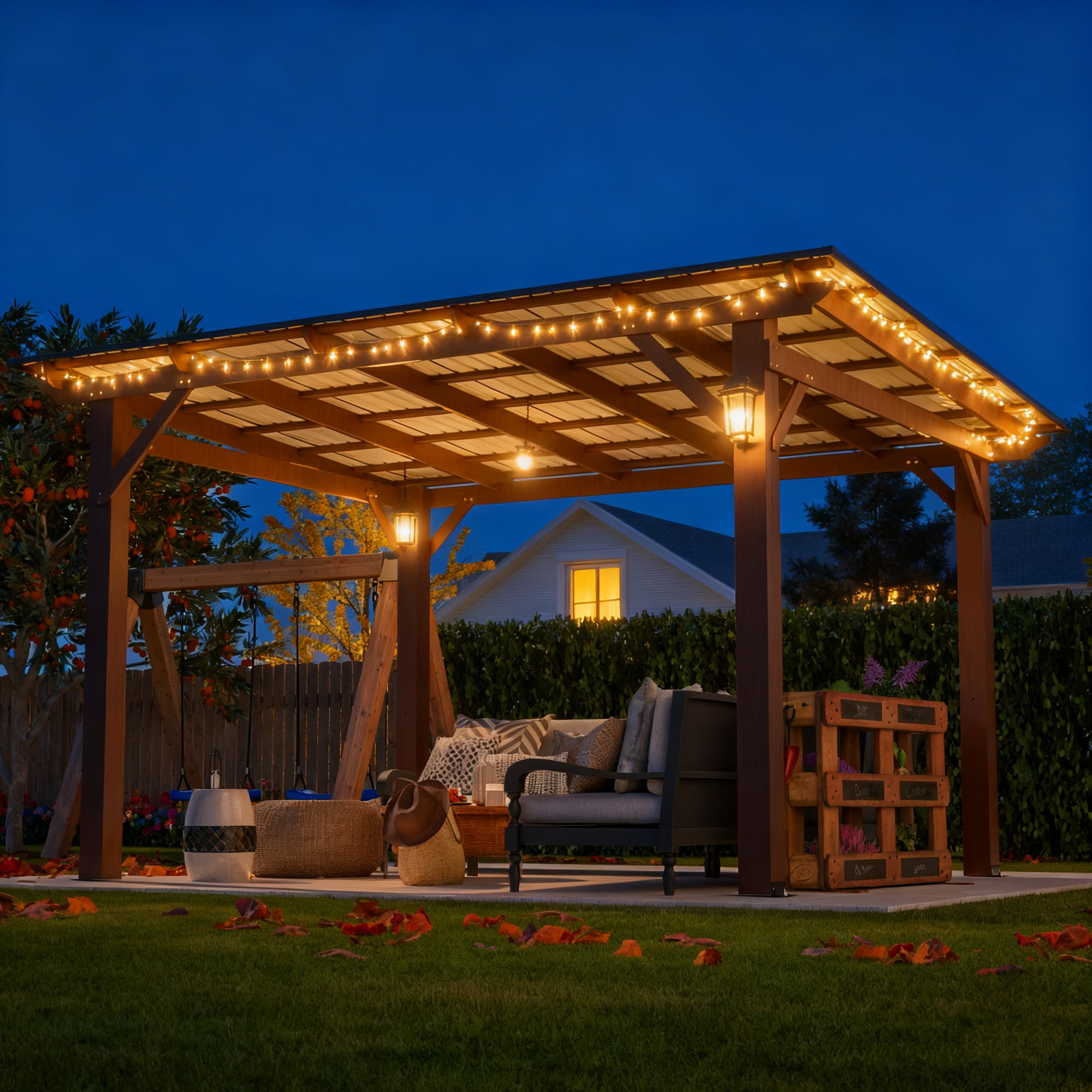 LZBEITEM 13'x10' Hardtop Grill Gazebo, Outdoor BBQ Gazebo Canopy Tent with Galvanized Steel Roof for Lawn, Garden, Deck