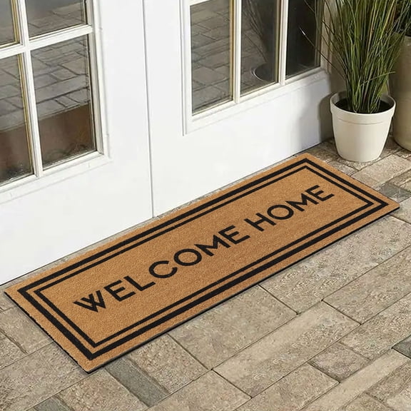 Evideco Welcome Natural Coir Door Mat 48x18 Inches - Heavy-Duty, Weather Resistant - Indoor Outdoor - Front Door Mat for Entryway, Porch, Patio
