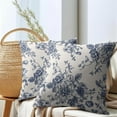 thumbnail image 6 of Vintage Floral Pillow Covers 18x18 Inch Set of 2 Navy Blue and Cream Floral Throw Pillow Covers Chinoiserie Flower Pillowcases Farmhouse Cotton Linen Cushion Covers for Couch Bed Sofa Chair Home Decor, 6 of 6