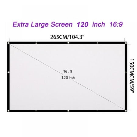 Projection Screen 16:9 HD Foldable Anti-Crease Portable Projector Movies Screen for Home Theater Outdoor Indoor Support Double Sided Projection