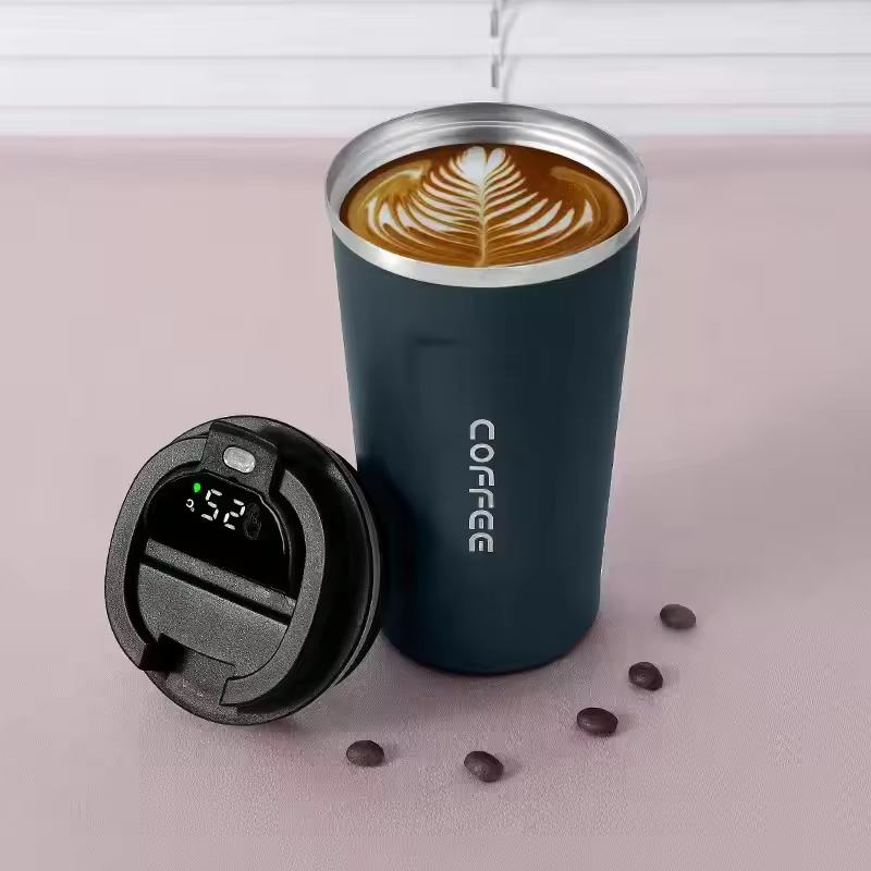 380ml Smart Insulated Coffee Mug with Temperature Display, Stainless Steel Travel Thermos for Car Office and Water Bottle