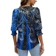thumbnail image 4 of cocolona Womens Summer V Neck 3/4 Sleeve Tops Dressy Casual Blouses Fashion Casual Loose Cute Print T-shirts Trendy Tops 2025, 4 of 7