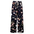 thumbnail image 3 of Palazzo Pants for Women 2026 Spring Summer Floral Print Elastic High Waist Wide Leg Loose Flowy Boho Beach Pants with Pockets, 3 of 7