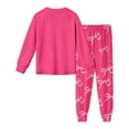 thumbnail image 6 of JIAYUE Girls Kids Pajamas Outs Casual Cartoon Pattern Print Crew Neck Long Sleeve Loose Sleepwear Tops Elastic Waist Ankle-Tied Pants Cozy Loungewear Two Piece Set For Night Comfort Wear,13-14 Years, 6 of 7