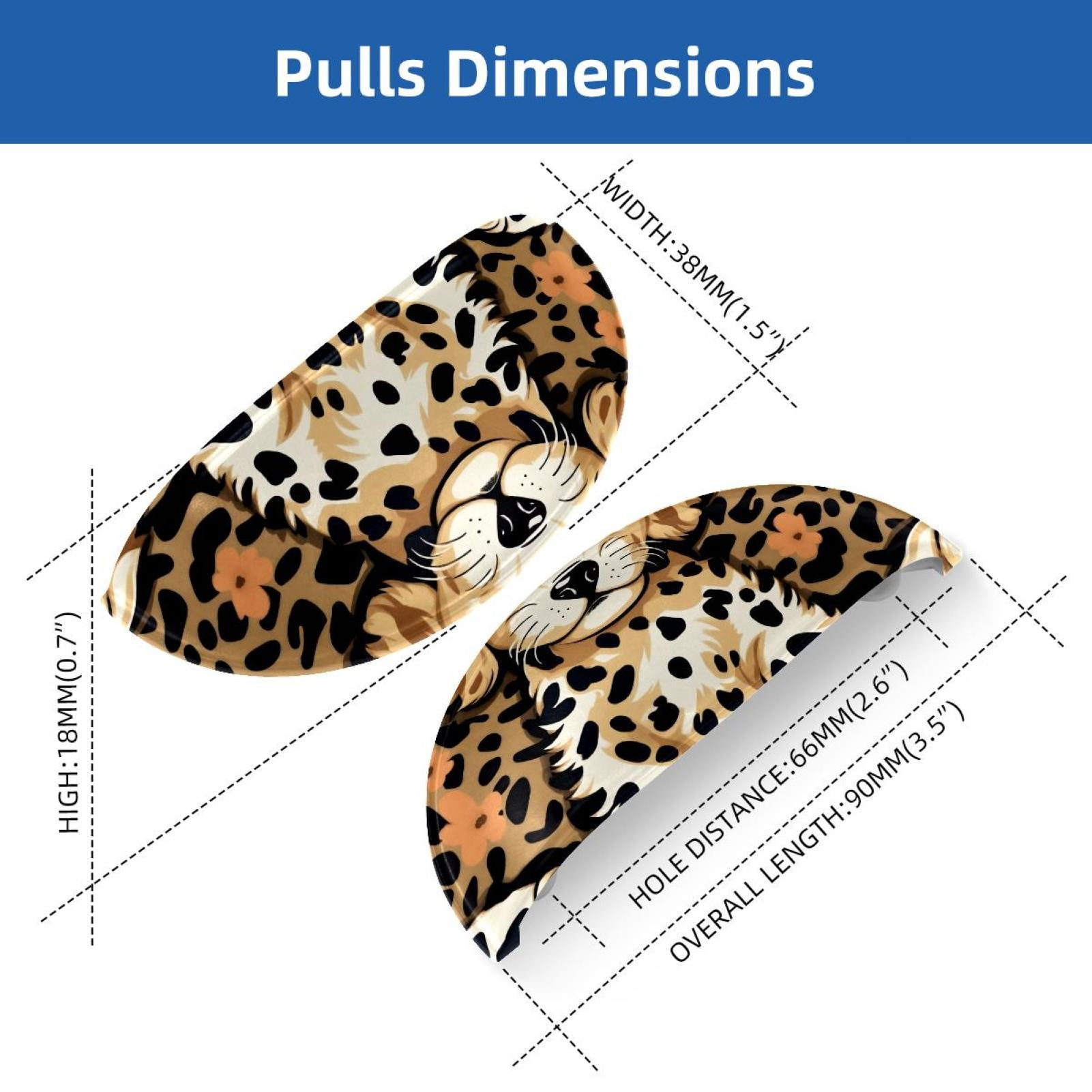 PhooArto 6 Pcs Cup Drawer Pulls, Flower Dog Leopard Pattern Shell Shape Handles Cabinet Knobs for Dresser Cupboard Closet Wardrobe with Screws