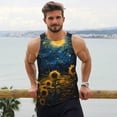 thumbnail image 6 of Logiee Oil Starry Sky Sunflower Print Men's Workout Tank Top,Quick Dry Workout Tank Top,Gym Muscle Tee,Fitness Bodybuilding Sleeveless T Shirt-Small, 6 of 7