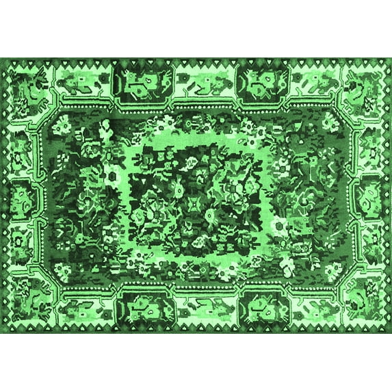 Ahgly Company Indoor Rectangle Persian Emerald Green Traditional Area Rugs, 5' x 7'