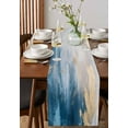 thumbnail image 4 of Teal Turquoise Table Runner-Cotton Linen- 36 Inch Holiday Dresser Scarves, Abstract Ombre Painting Minimalist Art Tablerunner for Kitchen Coffee/Dining Bedroom Living Room Dinner Scarf Décor 13x36, 4 of 9