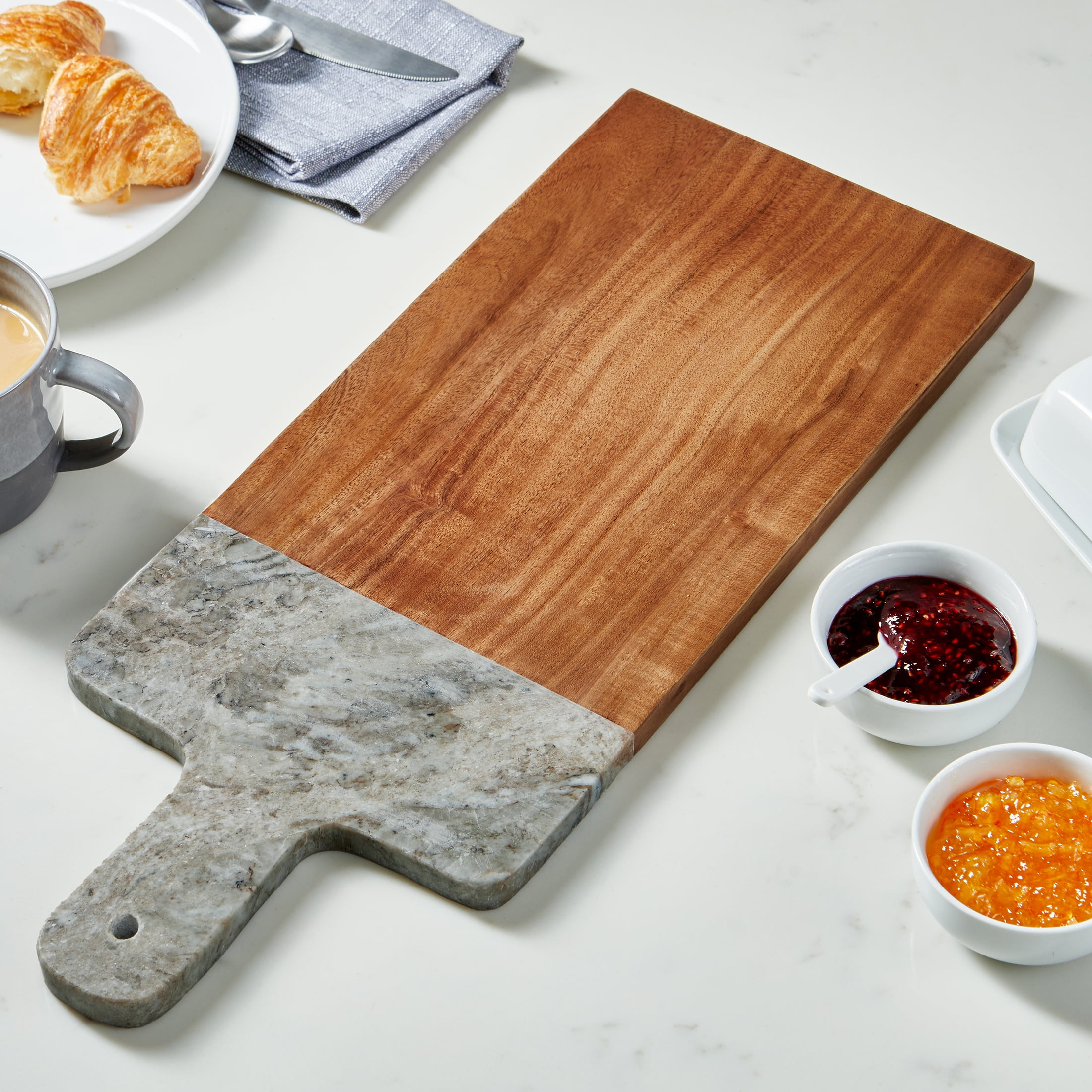 Better Homes & Gardens Natural Acacia Wood and Marble Charcuterie Board, One Size