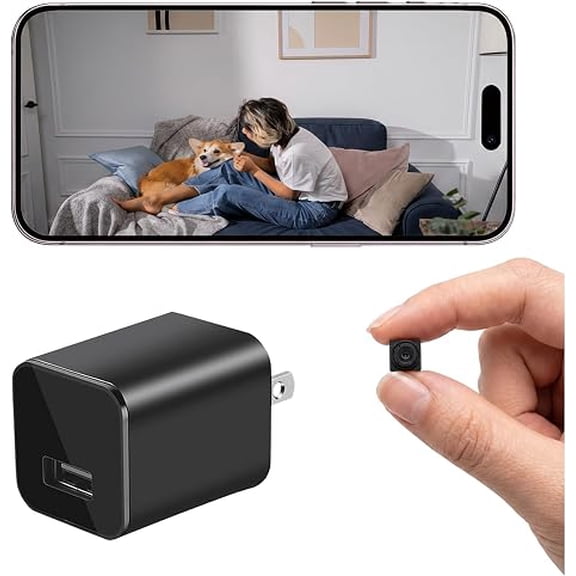 USB Charger Hidden Camera, WiFi Small Spy Security Camera, Full HD 1080P Mini Wireless Nanny Cam Motion Detection with App Live Feed for Home