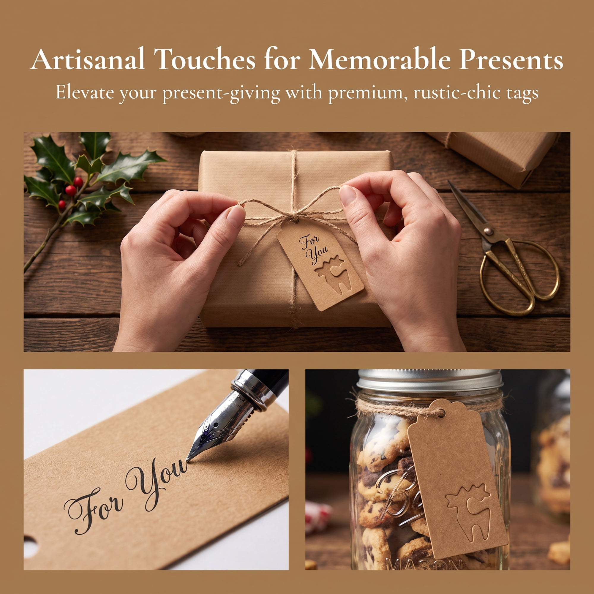 Unique Bargains Thick Presentation Gift Wrapping Tags for Events 1.8" x 3.7" Brown Sheep