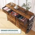 thumbnail image 3 of Shininglove Vintage Wide Dresser, 10-Drawer Storage Tower with Sturdy Metal Frame, Textured Brown, 39 x 11.8 x 35 Inches, 3 of 7