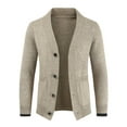 thumbnail image 2 of Akiihool Cardigan Men Big and Tall Men's Cardigan Sweaters Stand Collar Sweaters Jacket with Pockets (Khaki,M), 2 of 2