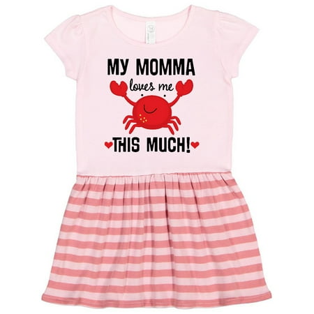 

Inktastic Momma Loves Me This Much Crab Gift Toddler Girl Dress