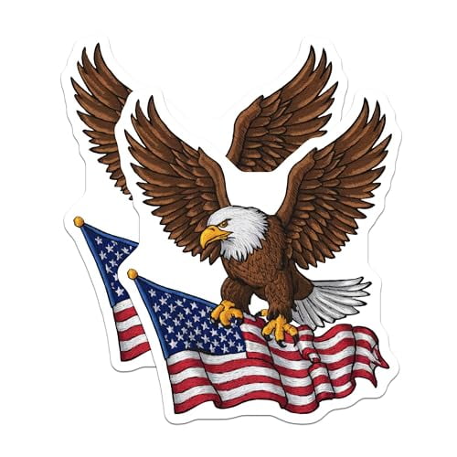 (2 Pack) American Eagle Magnets - Patriotic Flag Magnet - USA Pride Home Decor - 5" On Longest Side - for Cars, Fridges, Toolboxes - Made in USA - MAG6863