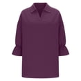 thumbnail image 3 of Casual Tops for Women Loose Fit Long Sleeve Solid Color Fashion Lapel Beach Essentials for Womens,Purple,XL, 3 of 4