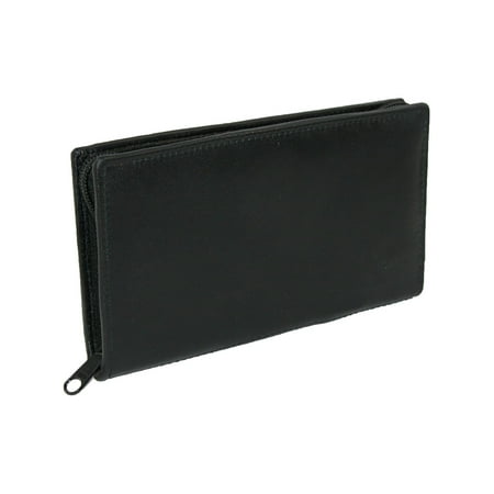 Unisex Zipped Compact Wallet - Size one size Leather Zippered Checkbook Cover and Wallet