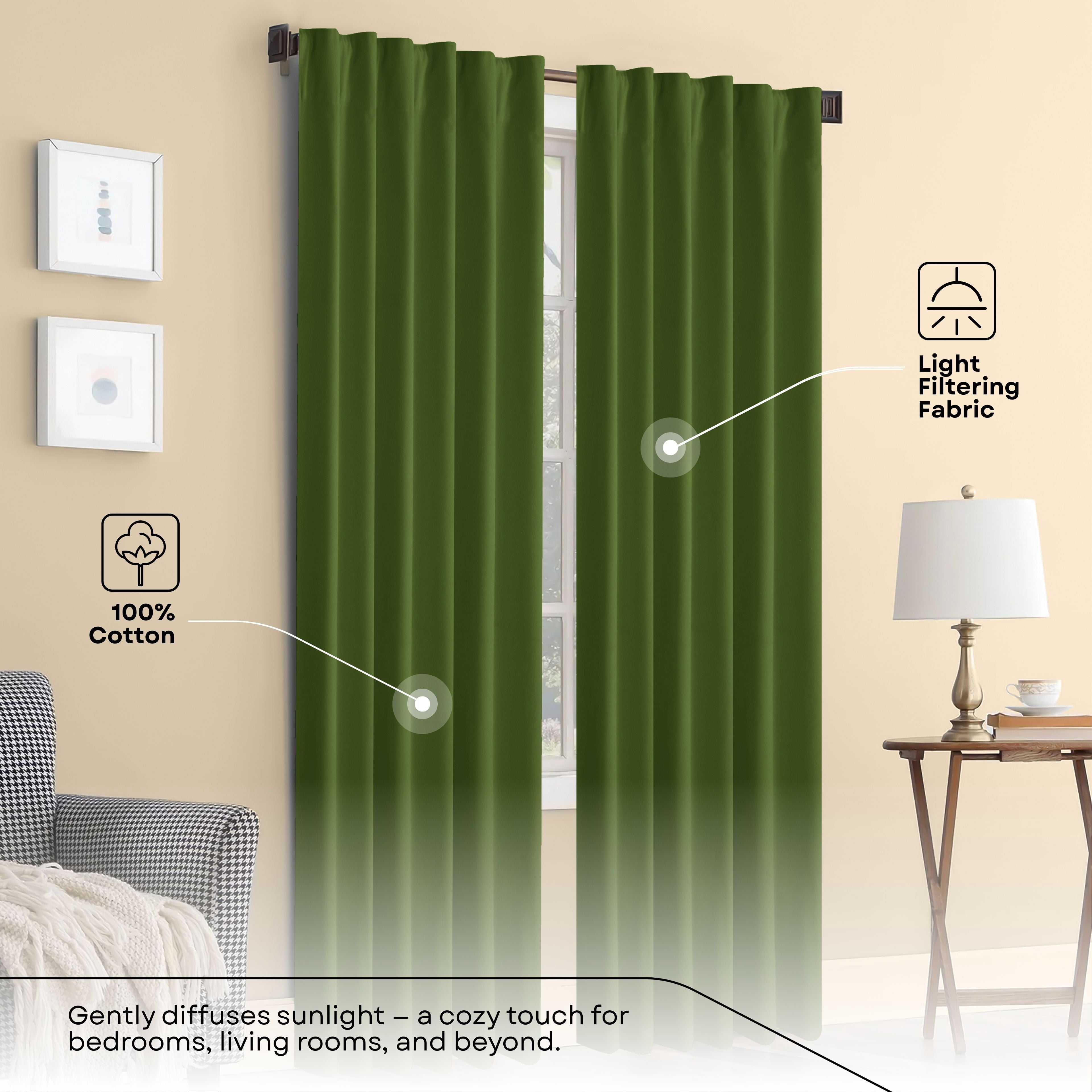 HEIRLOOM COMFORT Mint Green Solid Panel Curtains, 96 Inches Long, Set of 2, 100% Cotton, Light Filtering for Privacy, Fresh Farmhouse Style, Ideal for Bedroom, Living Room, 54" W x 96" L