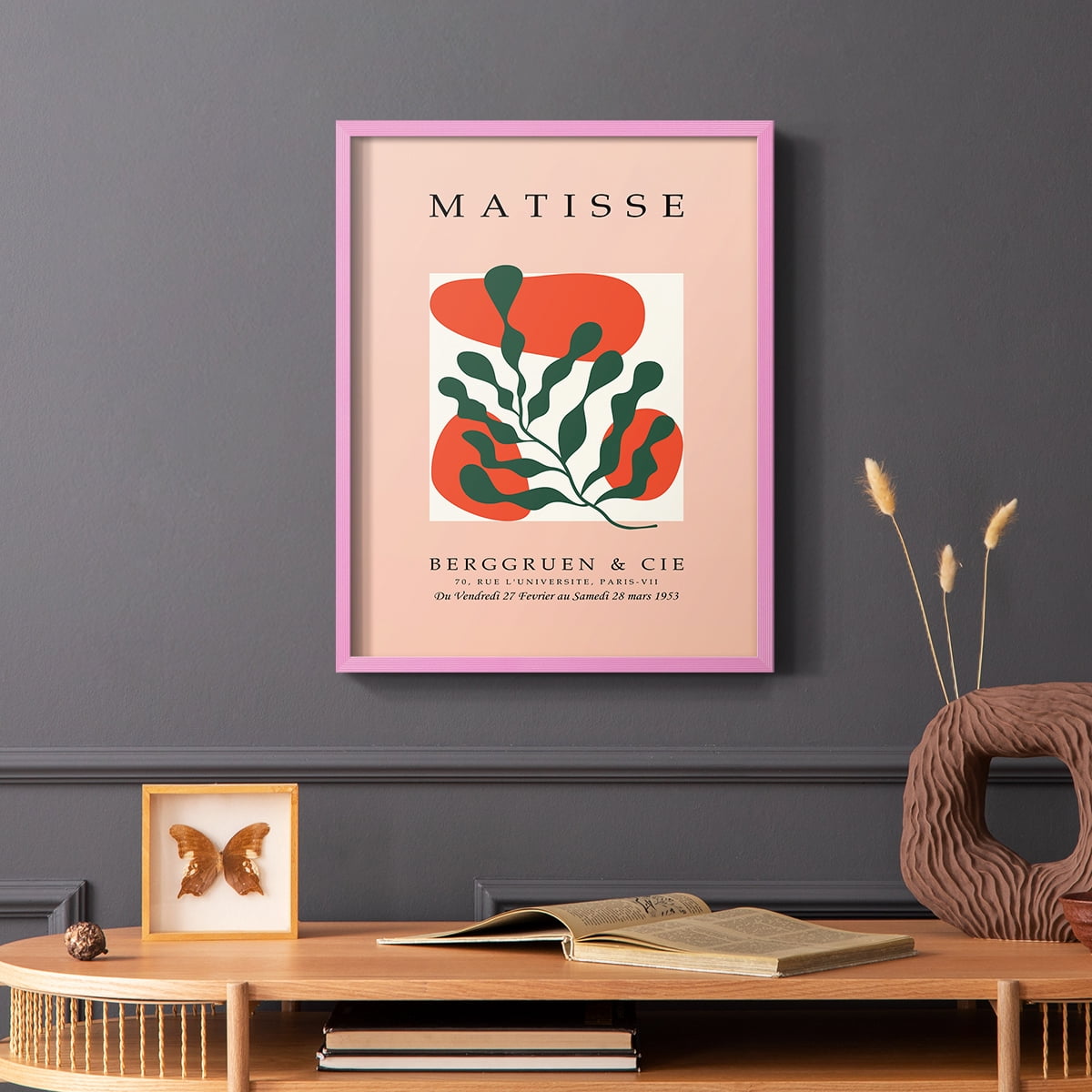 Matisse CDLXXII in Pink Solid Wood Framed Print No Nail Hanging