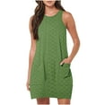 thumbnail image 2 of Teissuly Women Fashion Summer Solid Color Sleeveless Round Neck Pocket Dress, 2 of 7