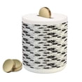 thumbnail image 1 of Black and White Piggy Bank, Vintage Flower with Blooming Petals Ornamental Botanical Garden Design, Ceramic Coin Bank Money Box for Cash Saving, 3.6" X 3.2", Black and White, by Ambesonne, 1 of 4