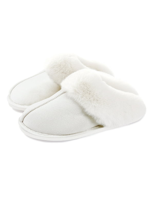Women's Slipper Memory Foam Fluffy Soft Warm Slip On House Slippers,Anti-Skid Cozy Plush for Indoor Outdoor
