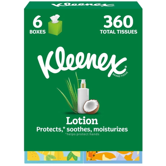 Kleenex Soothing Lotion Facial Tissues, 1 Cube Box (60 Total Tissues)