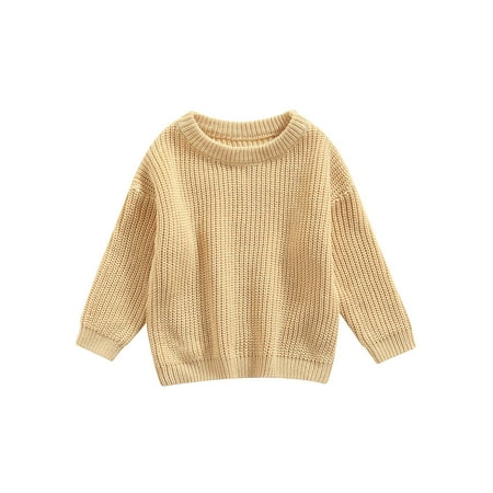 

Thaisu Toddler Baby Girls Boys Knit Sweater Long Sleeve Crewneck Loose Fit Knitwear Pullover Tops
