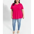 thumbnail image 2 of CASSIE LIZ Womens Plus Size Tops 2X Summer Round Neck Shirts Hot Pink Fashion Short Sleeve Tee Loose Fit Tunics Spring Oversized Blouses Casual Pullovers 2XL 18W 20W, 2 of 5