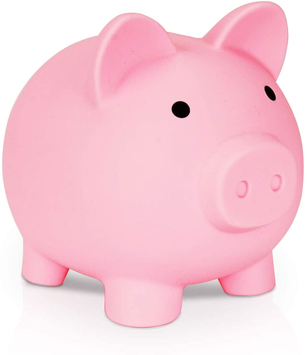 Children durable plastic transparent coin money saving box piggy bank 6” 