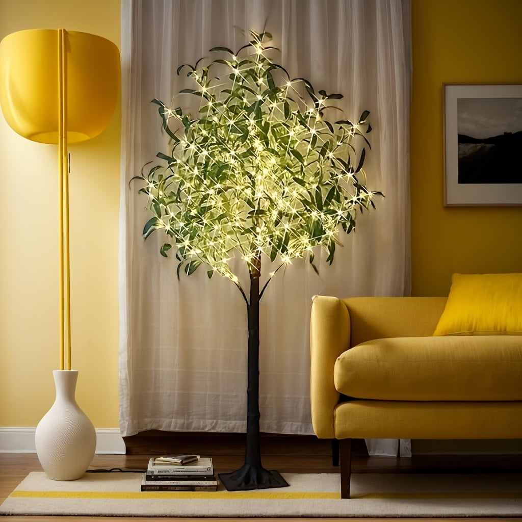 6ft Lighted Olive Tree Floor Lamp, Artificial LED Tree with Lights for Home Holiday Party Wedding Four Seasons Halloween Christmas Thanksgiving Decoration Gift