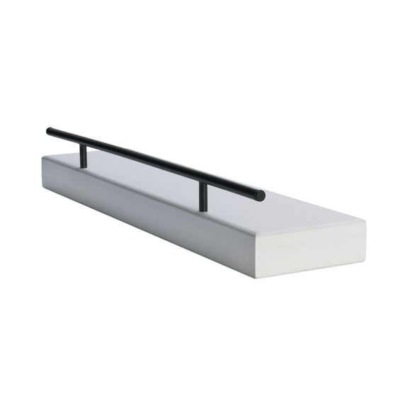 Melannco Hotel Essentials 24 Inch Natural MDF Shelves with Metal Rail White